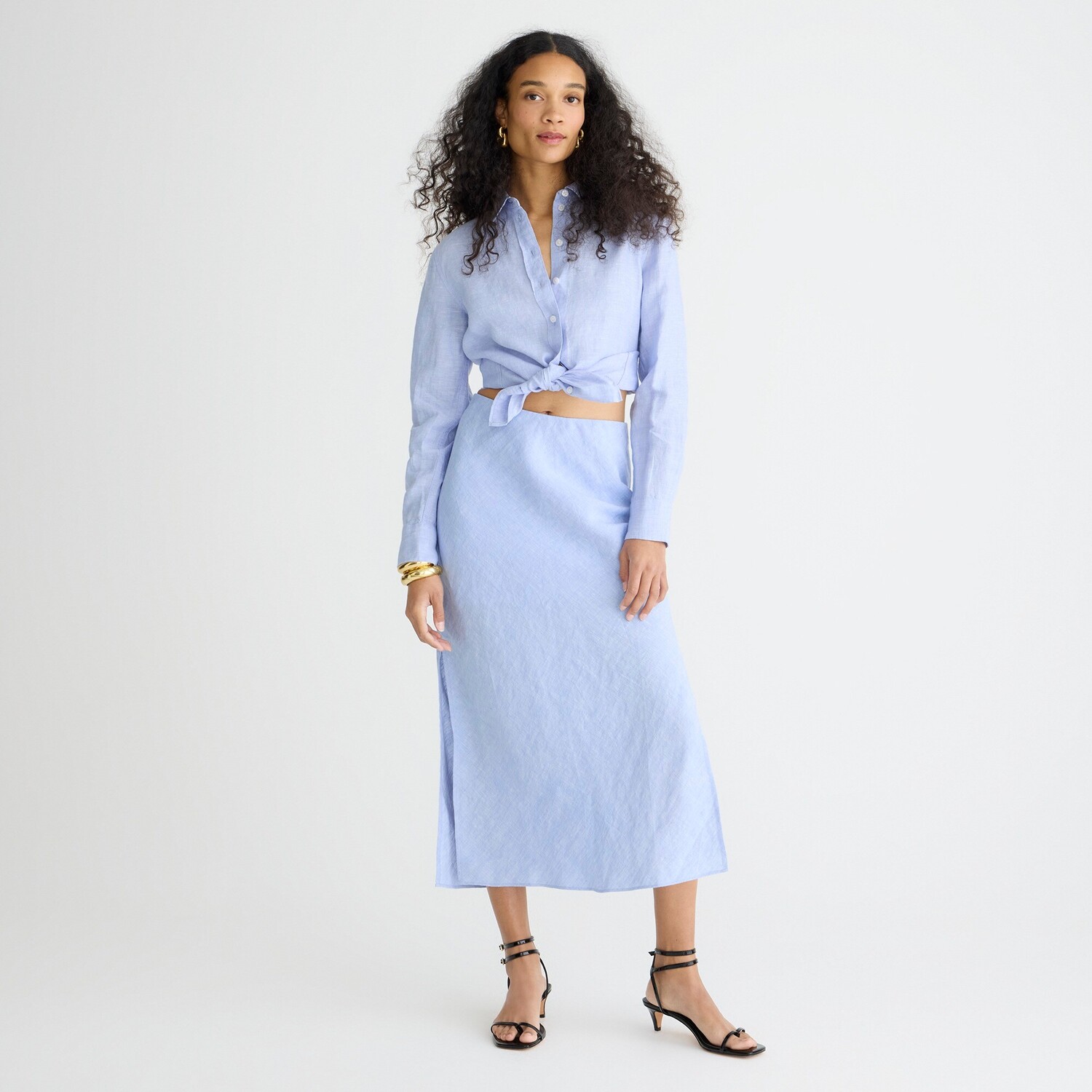 

Юбка-Комбинация Гвинет из льна J.Crew, синий
