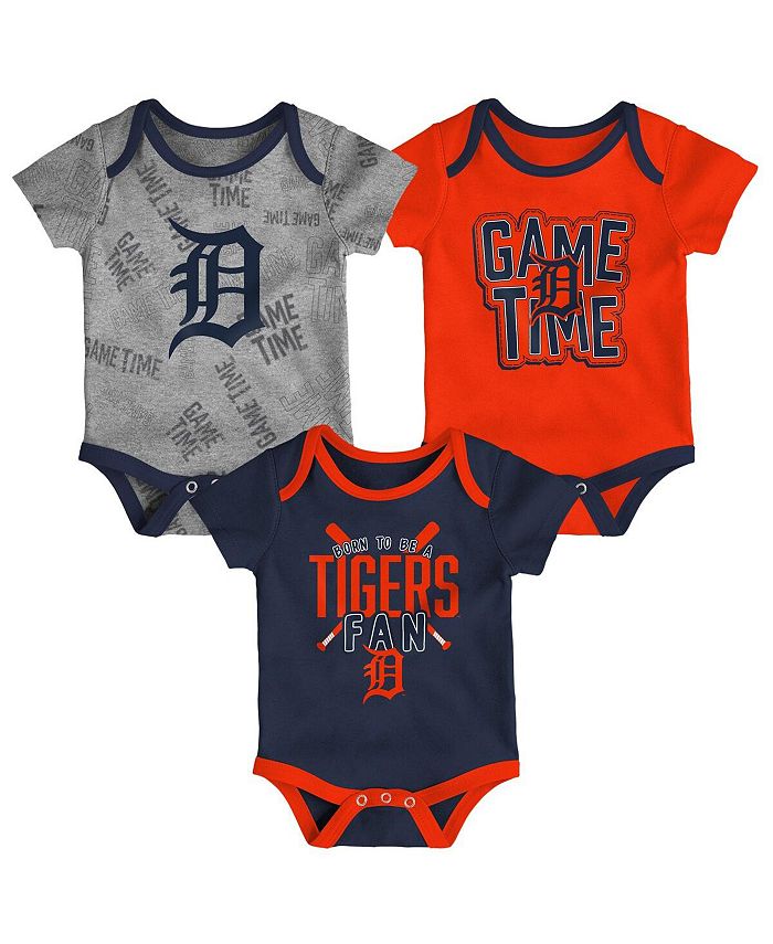 цена Комплект боди Game Time из трех частей темно-синего, оранжевого и серого цвета для новорожденных Detroit Tigers Outerstuff, синий