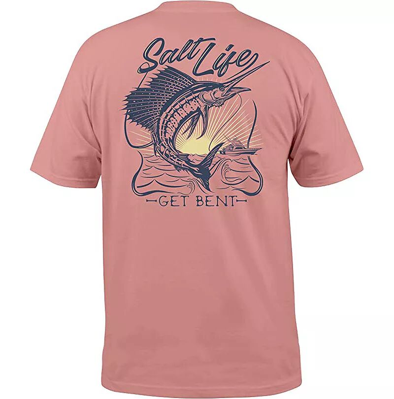 Мужская футболка с короткими рукавами и карманами Salt Life Golden Hour, розовый