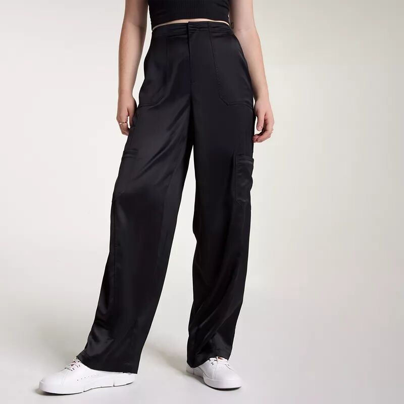Calia Женские атласные широкие брюки карго, черный calia женские атласные широкие брюки карго