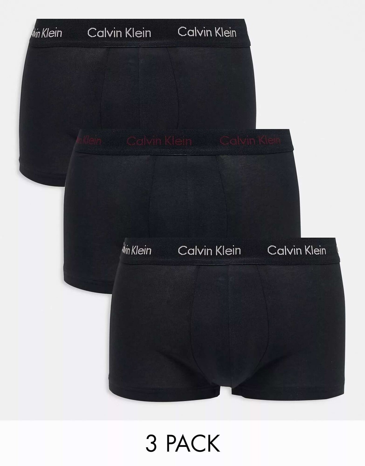 

Три пары хлопковых плавок стрейч с низкой посадкой Calvin Klein черного цвета