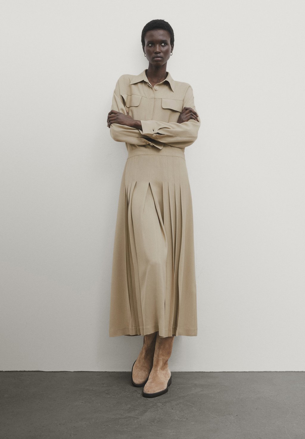 Платье-рубашка Massimo Dutti, светло-коричневый