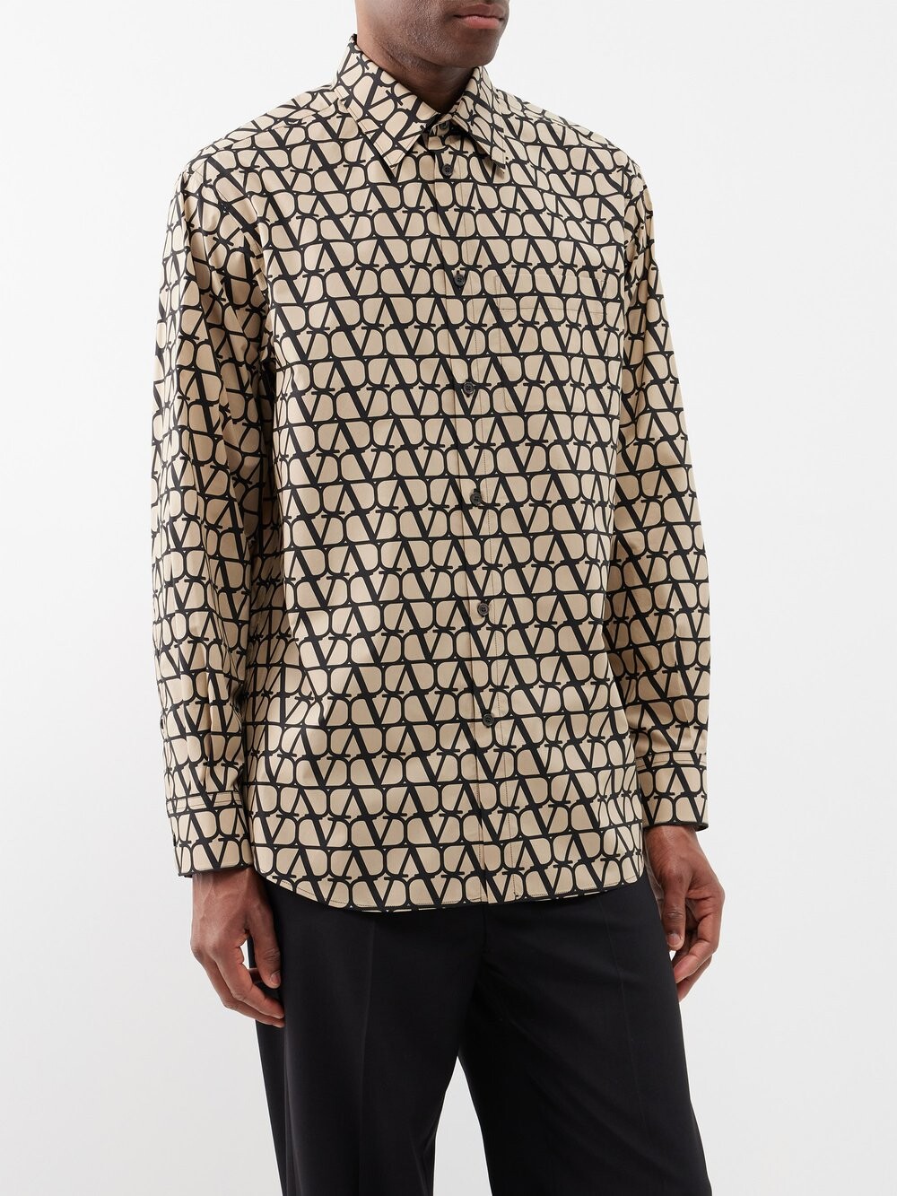 

Рубашка из хлопкового поплина с принтом toile iconographe Valentino Garavani, бежевый
