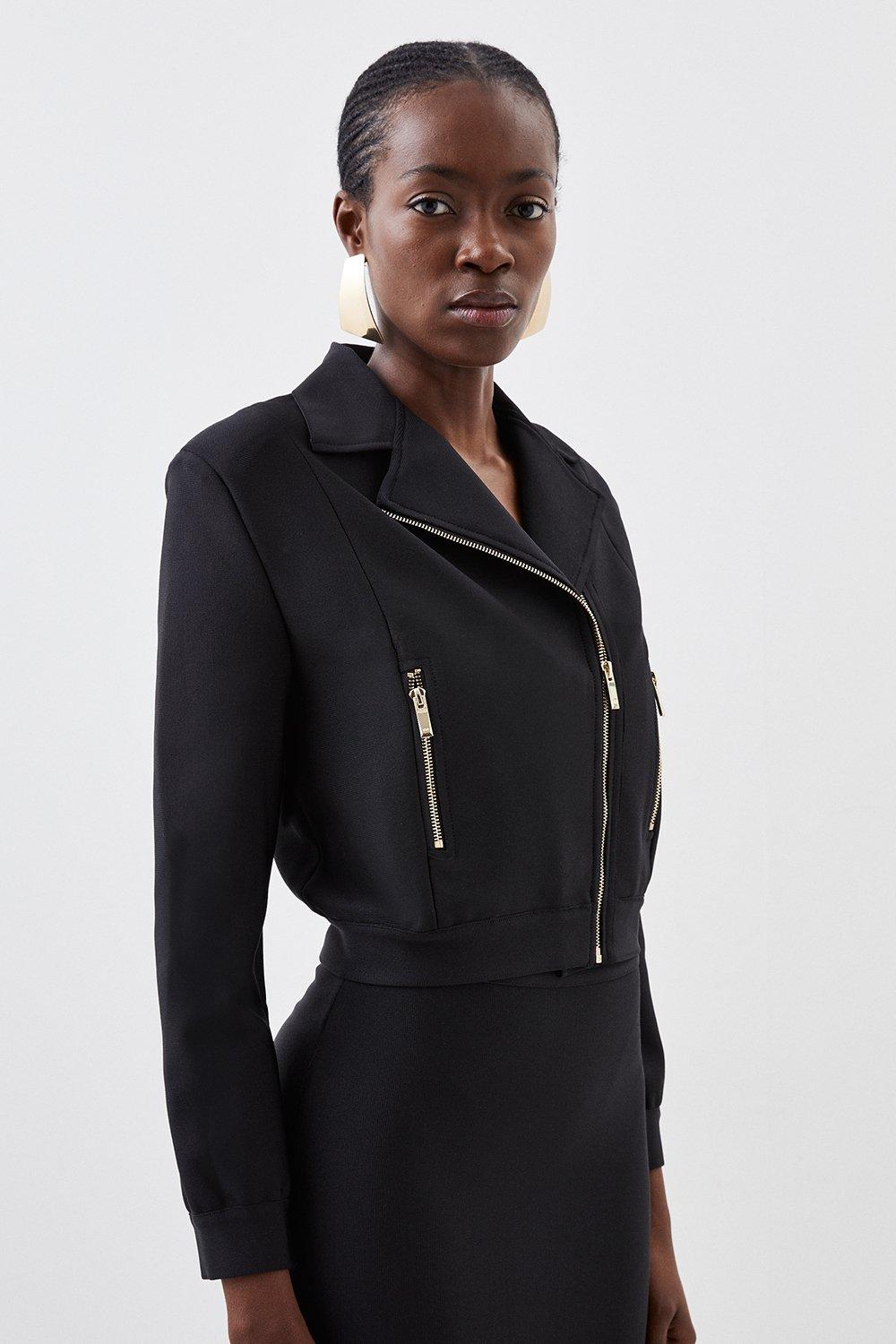 Фигурная форма Бинтовая вязаная куртка-бомбер Karen Millen, черный куртка бомбер pieces