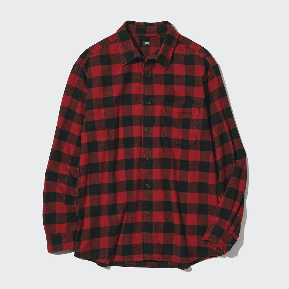 

Предпродажная мужская и женская фланелевая клетчатая рубашка Uniqlo с длинными рукавами, свободная