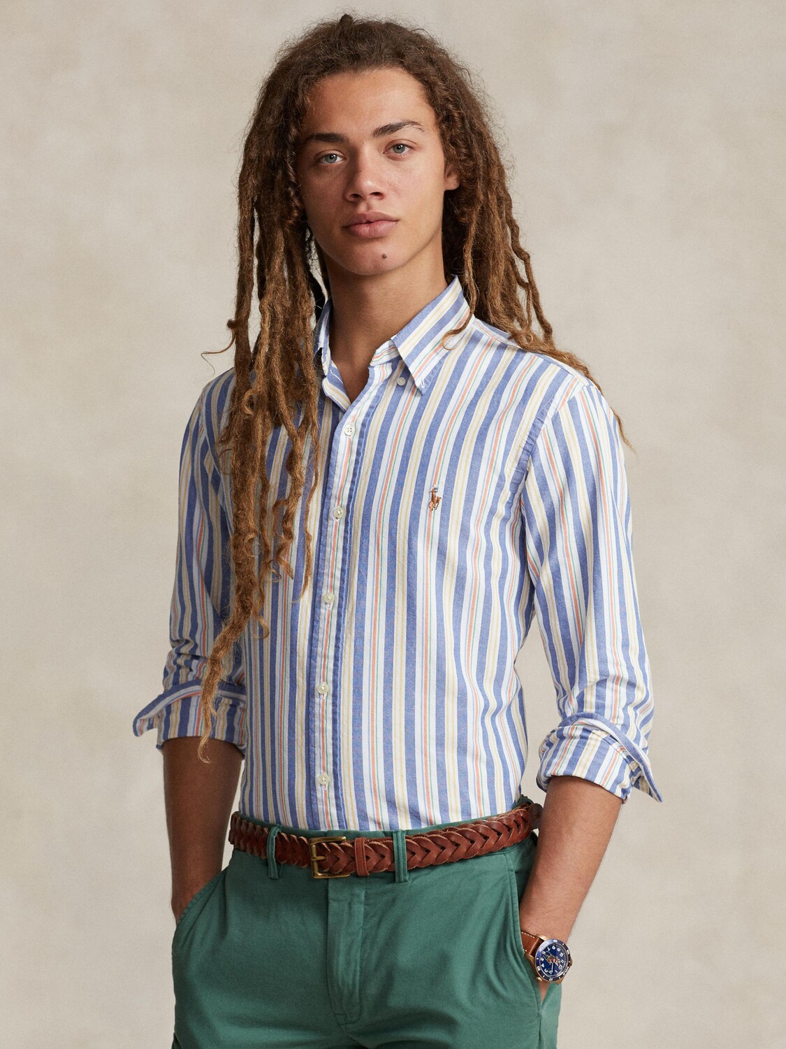 

Рубашка Polo Custom Fit в полоску из Оксфорда Ralph Lauren, синий/мульти