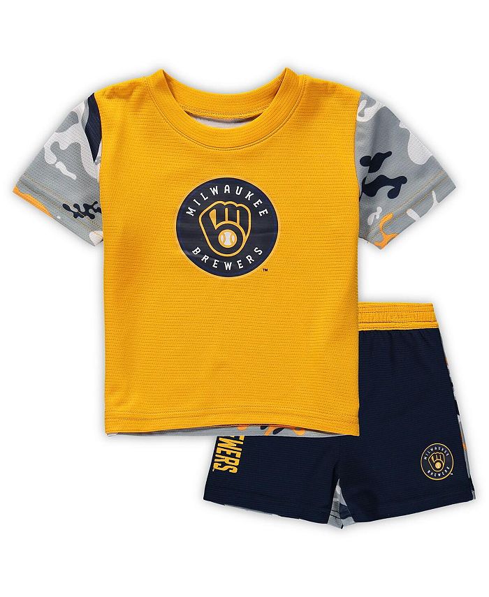 Комплект из футболки и шорт Milwaukee Brewers Pinch Hitter для новорожденных золотого и темно-синего цвета Outerstuff, золотой