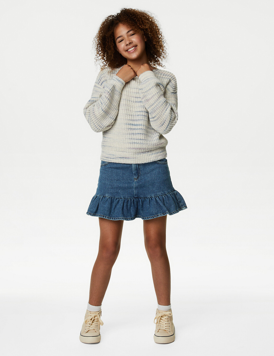 

Джинсовая юбка с оборками (6–16 лет) Marks & Spencer, деним