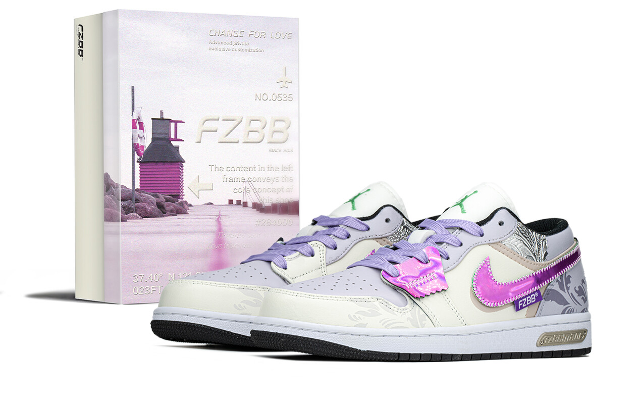 

Кроссовки Air Jordan 1 Vintage Basketball Shoes Women's Low-top Beige/purple, фиолетовый