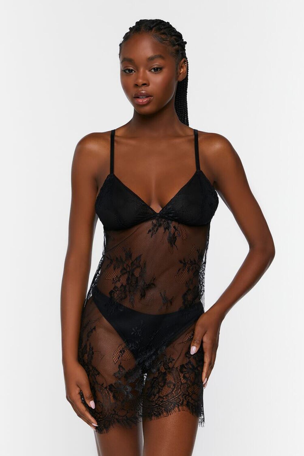 

Прозрачная кружевная комбинезон для нижнего белья Forever 21, черный