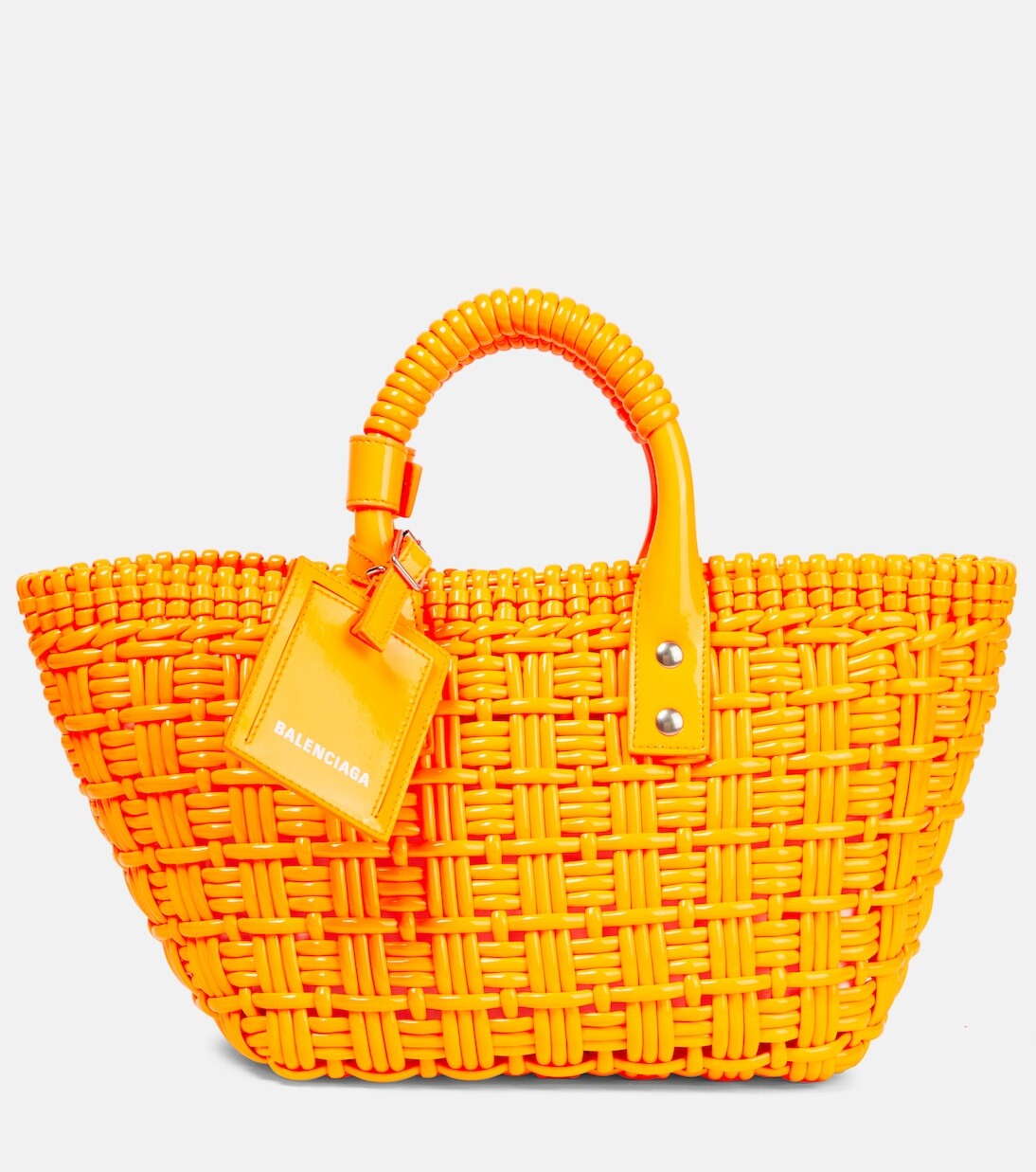 

Сумка-тоут bistro xs из тканого каучука Balenciaga, апельсин