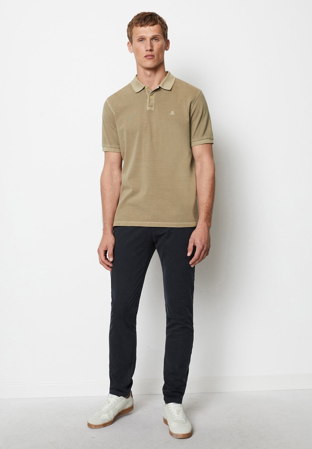 

Рубашка поло SHORT SLEEVE DETAILS SLITS AT HEM EMBROIDERY Marc O'Polo, бежевый