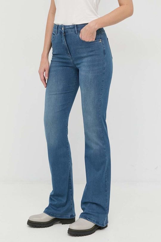 Джинсы Patrizia Pepe, синий расклешенные джинсы с высокой щиколоткой h