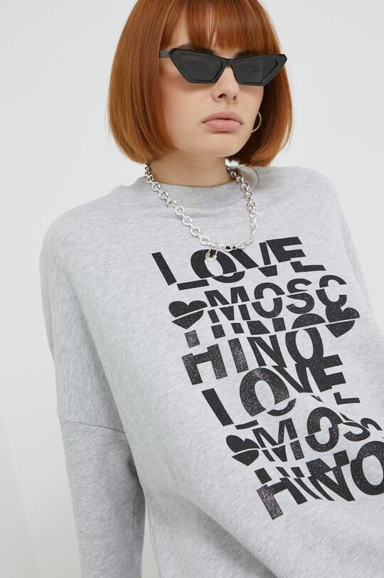 

Хлопковая толстовка Love Moschino, серый