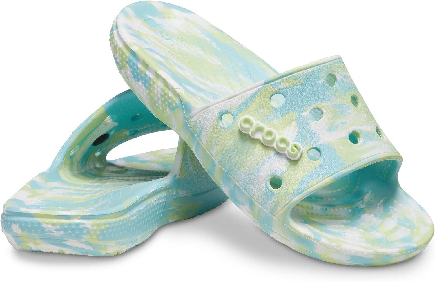 

Сандалии Classic Slide - Tie-Dye Graphics Crocs, цвет Pure Water/Multi Marbled Tie-Dye