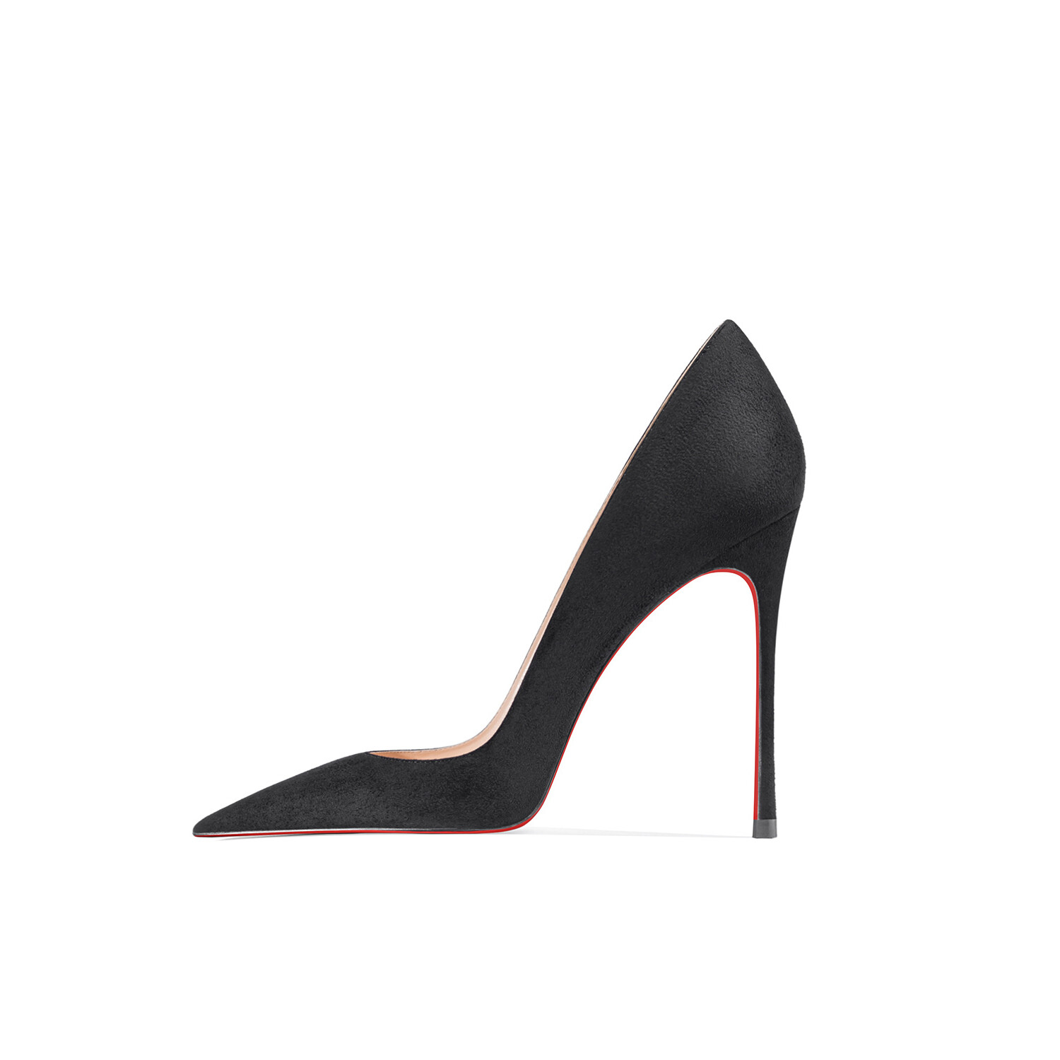 

Туфли женские на высоком каблуке Ganxiaojie, цвет Velvet black with red base 8cm