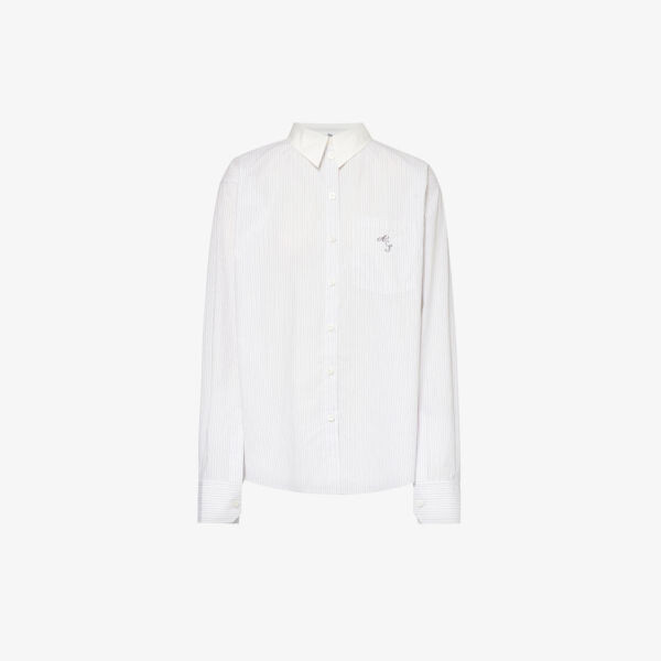 

Рубашка из хлопкового поплина с вышитым логотипом saffron Acne Studios, белый