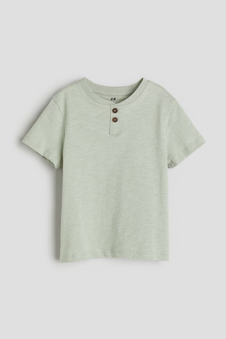 Хенли рубашка из хлопка H&M, зеленый цена и фото