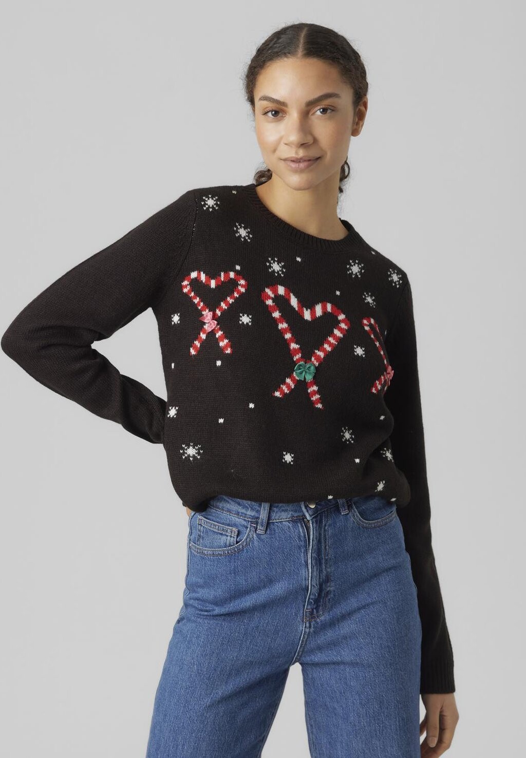 Свитшот Vero Moda VMCANDYHEART O NECK XMAS, цвет black comb свитшот vero moda vmcandyheart o neck xmas цвет black comb