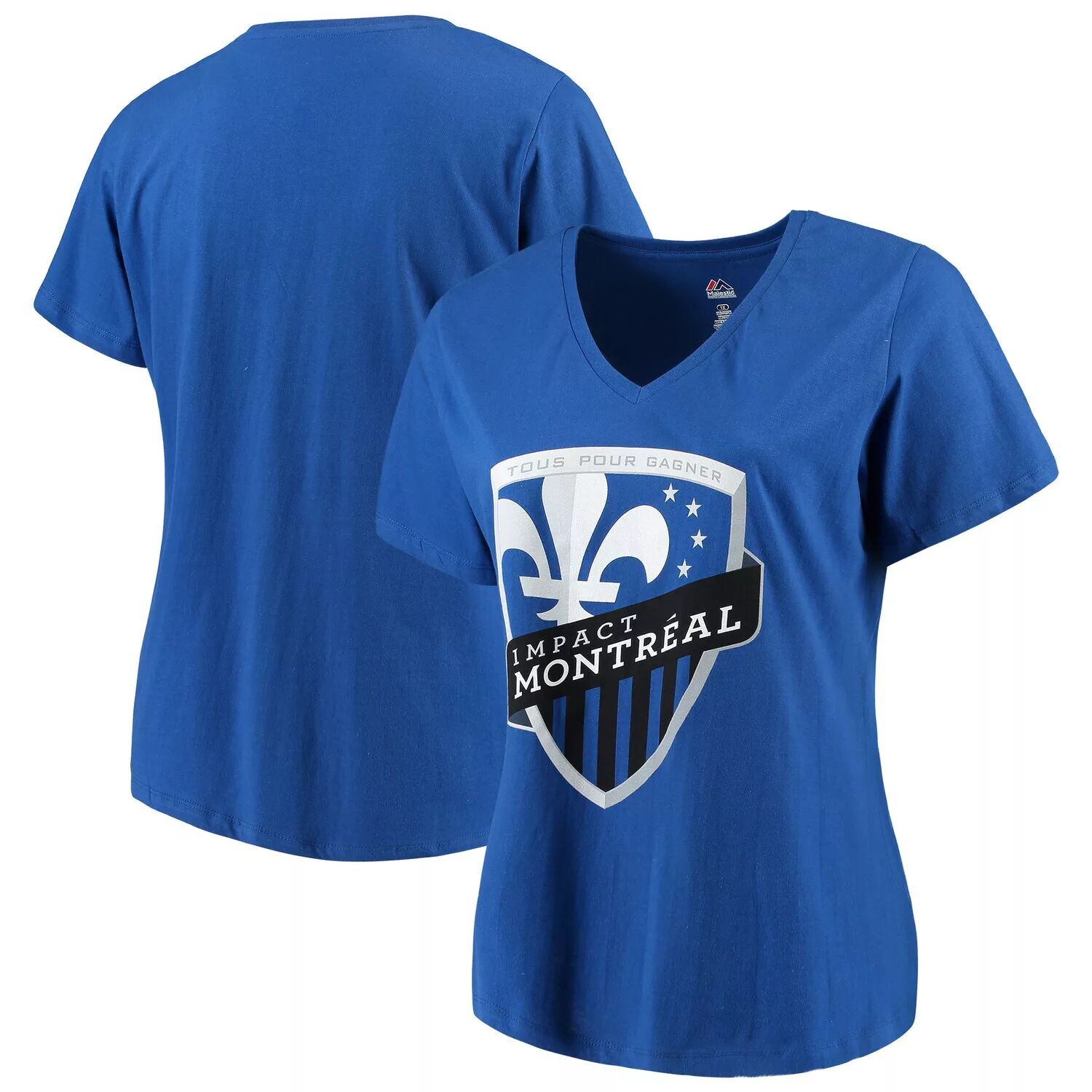 

Женская футболка размера плюс с v-образным вырезом Majestic Royal Montreal Impact Majestic