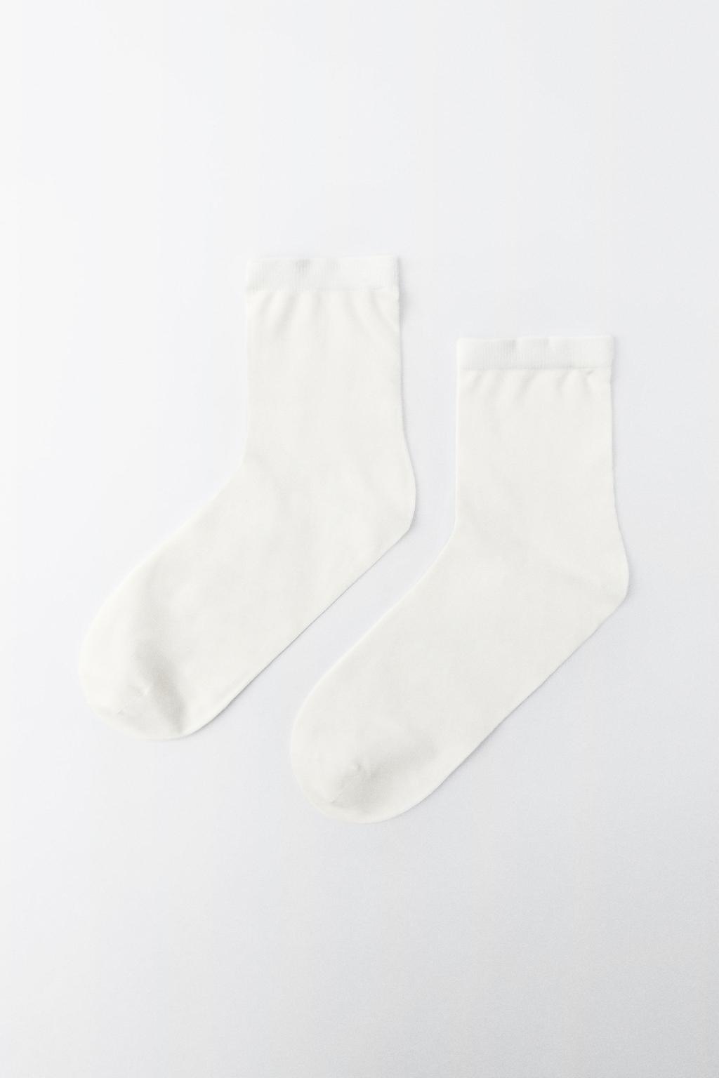 Тонкие носки ZARA, белый цена и фото