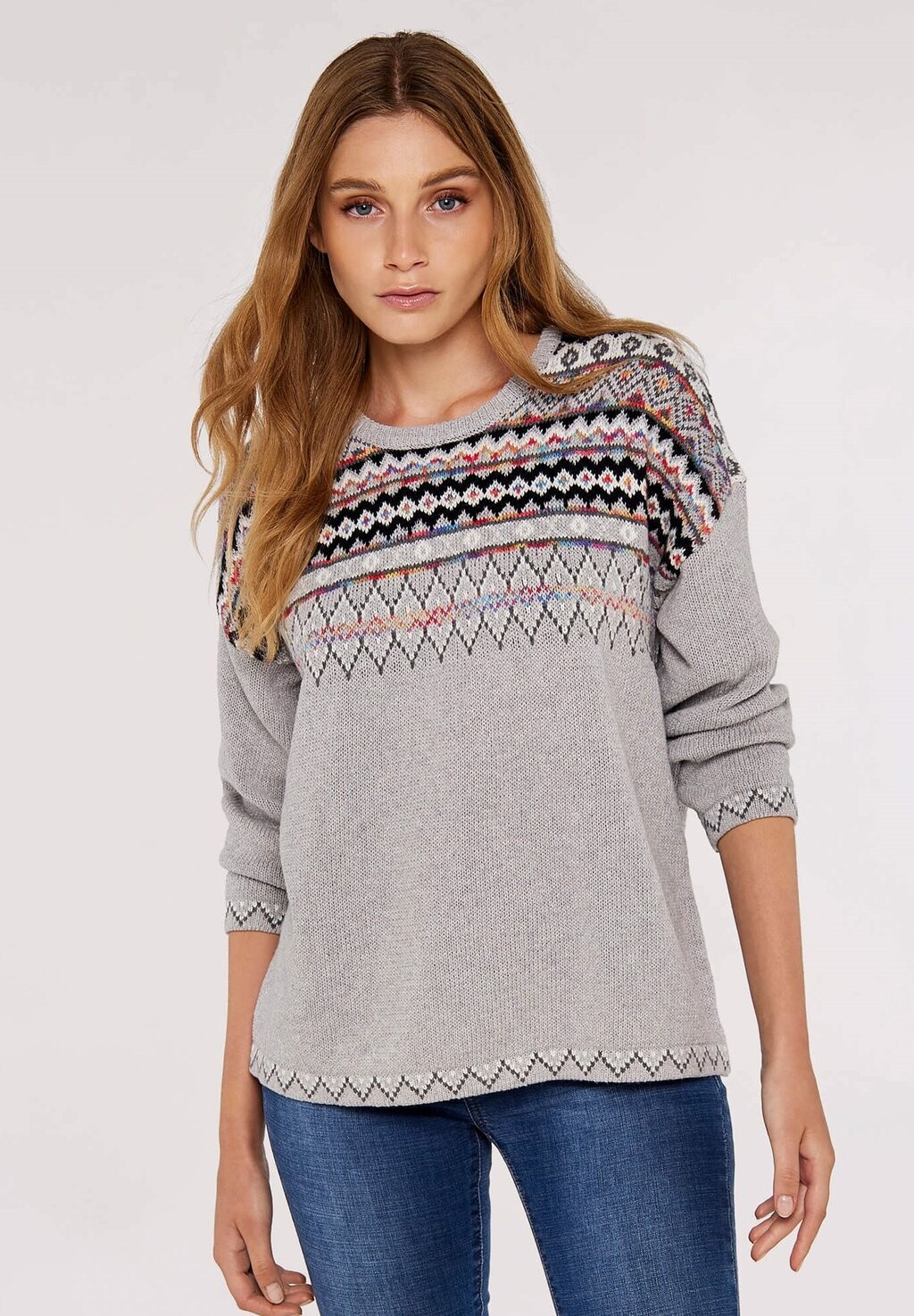 

Свитер Fairisle Edge Apricot, цвет light grey