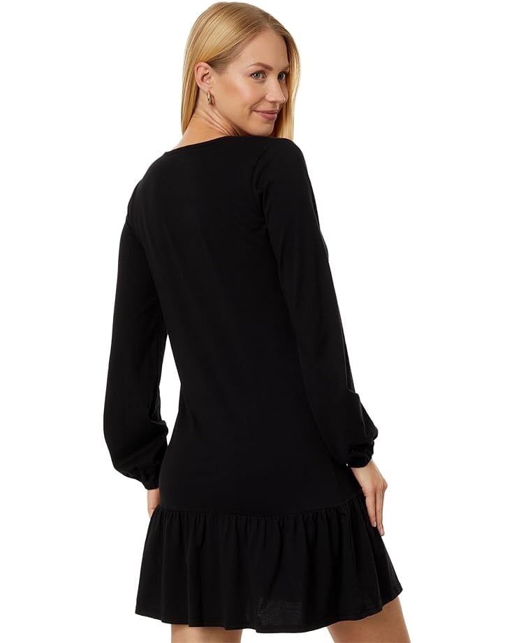 

Платье bobi Los Angeles Ruffle Hem Long Sleeve Dress, черный