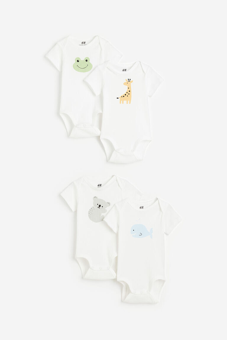 

Комплект из четырех боди с короткими рукавами H&M, белый