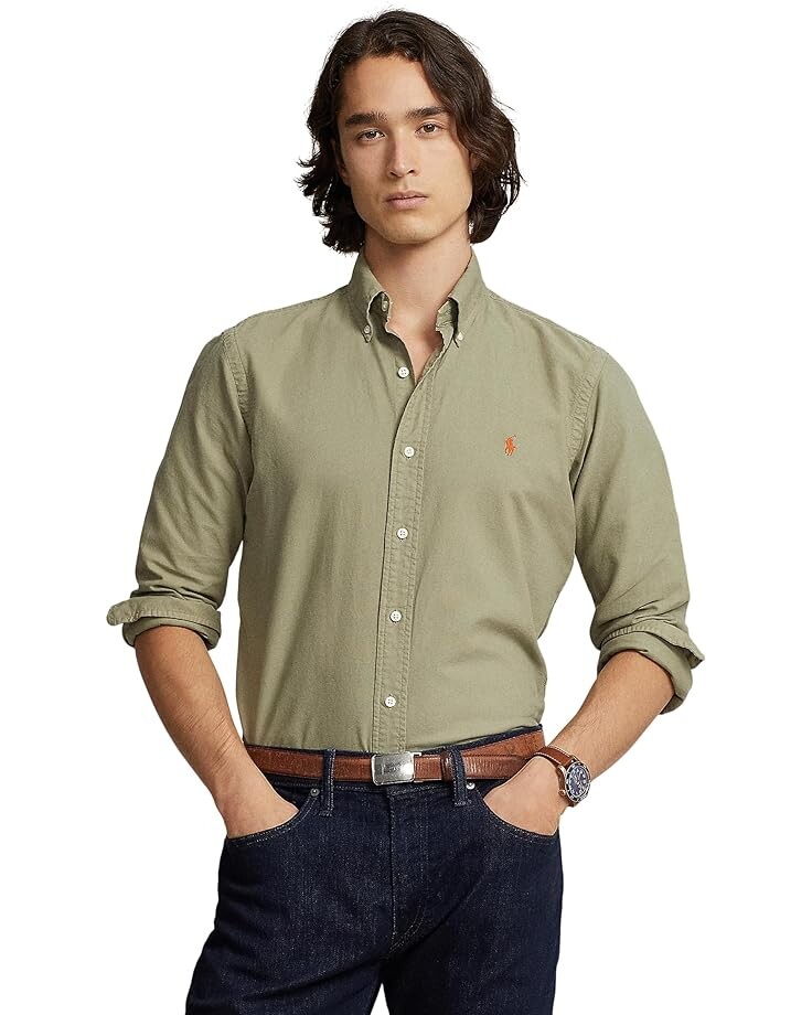 Рубашка Polo Ralph Lauren Garment-Dyed Oxford, цвет Sage Green футболка с принтом boxy crewneck polo ralph lauren цвет sage green