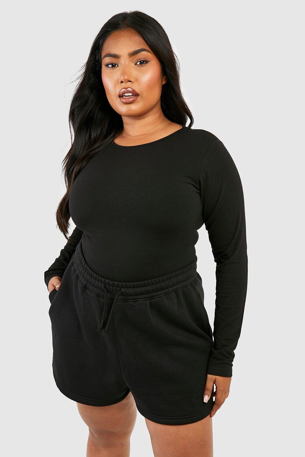 

Боди из хлопка с круглым вырезом Boohoo, черный