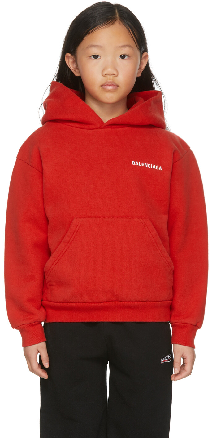

Детская красная толстовка с логотипом Balenciaga Kids