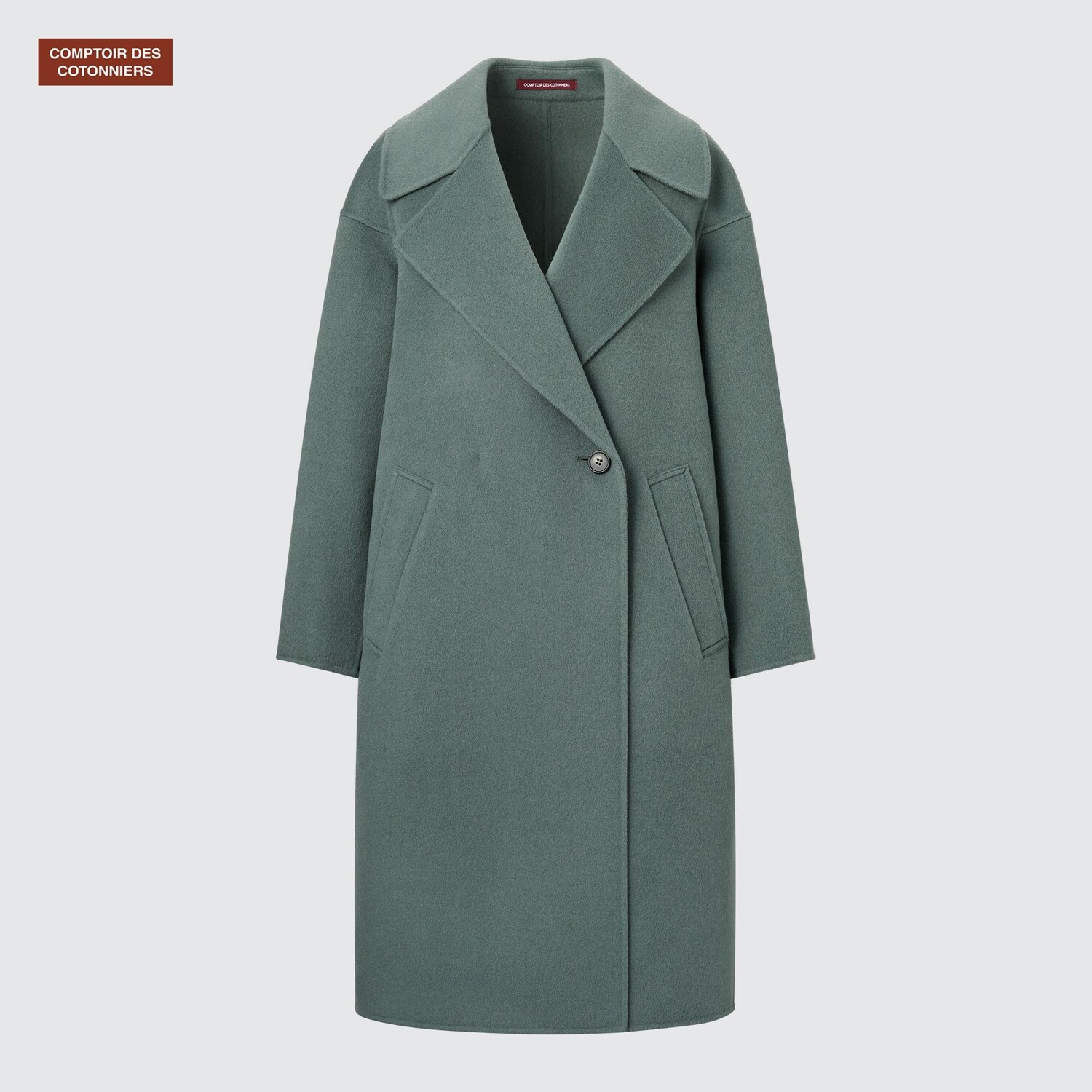 

Шерстяное длинное пальто Comptoir des Cotonniers Uniqlo, светло-зеленый