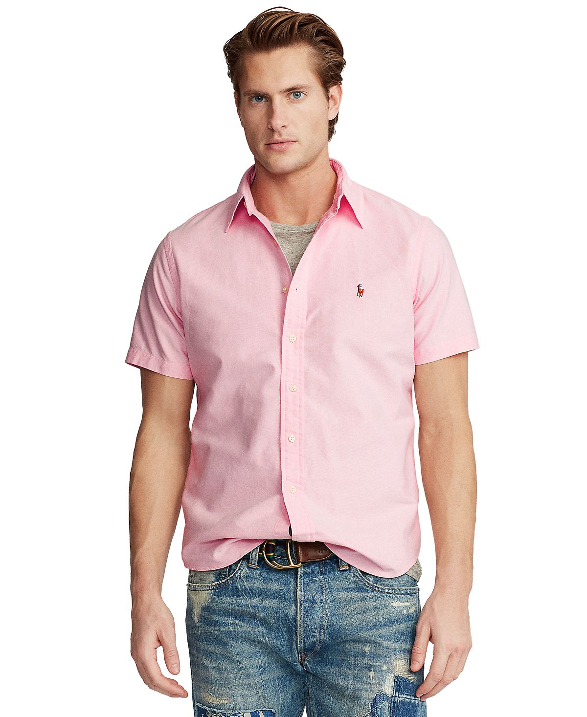 Мужская оксфордская рубашка классического кроя Polo Ralph Lauren мужская оксфордская рубашка классического кроя розового цвета scotta 1985 розовый