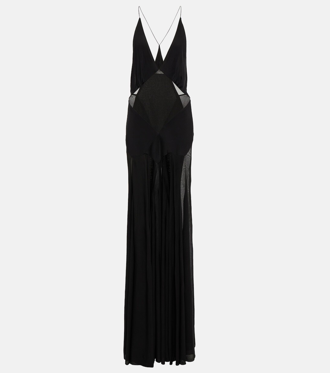 

Платье из трикотажа с вуалью SAINT LAURENT, черный