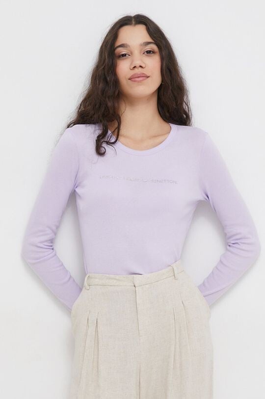 

Хлопок с длинным рукавом United Colors of Benetton, фиолетовый