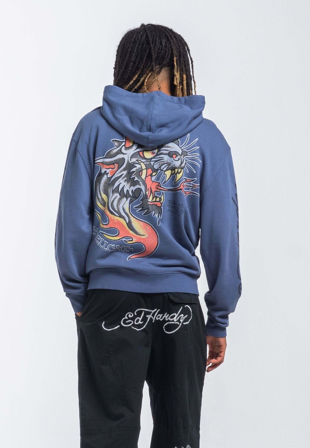 

Толстовка на молнии Ed Hardy, синий деним