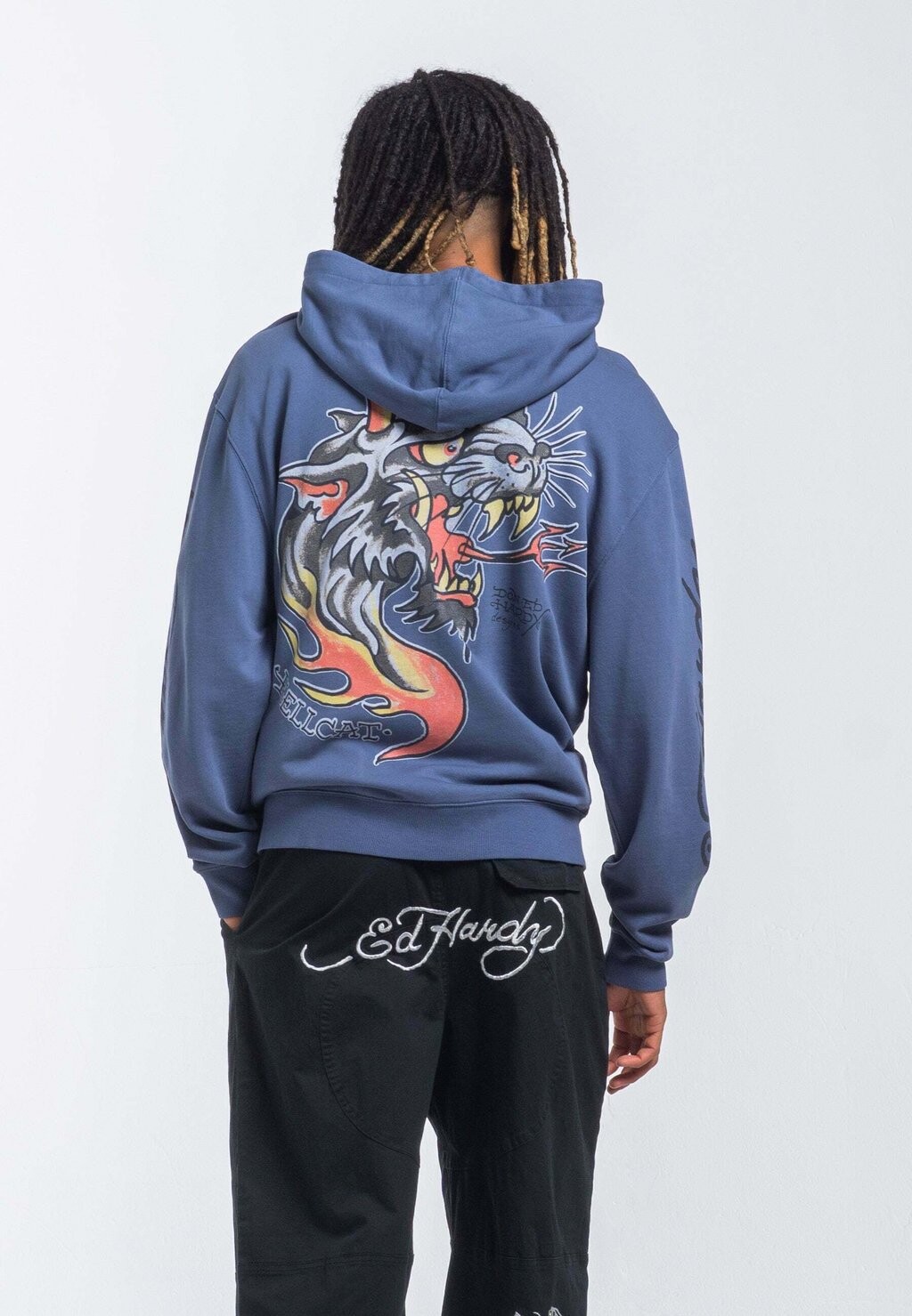 Толстовка на молнии Ed Hardy, синий деним джинсовая куртка ed hardy синий деним