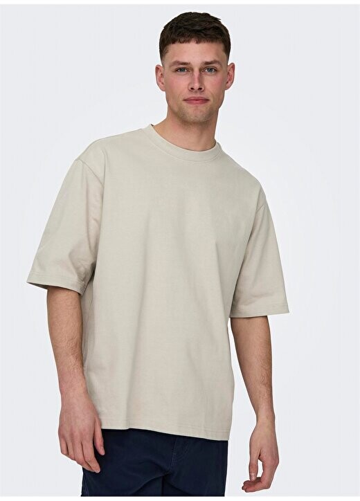 

Светло-бежевая мужская футболка с круглым вырезом и принтом ONSLES CLASSIQUES RLX SS TEE Only & Sons, светло-бежевый