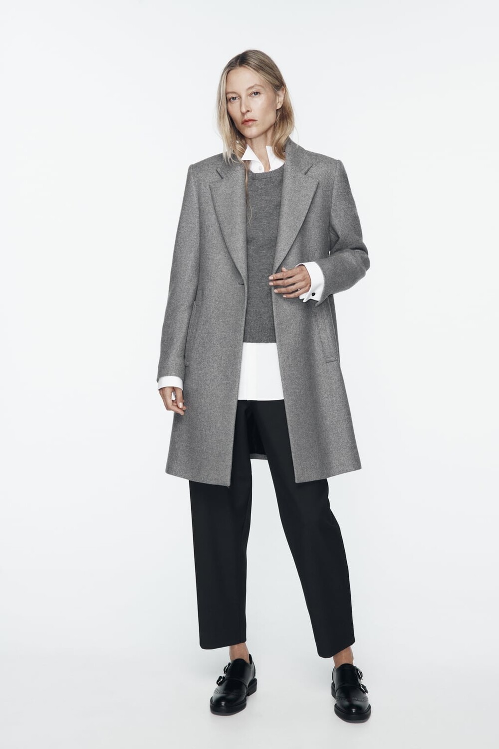 

Пальто из смесовой шерсти ZARA, серый