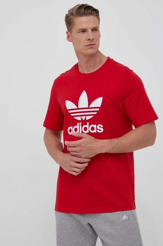 

Хлопковая футболка adidas Originals, красный