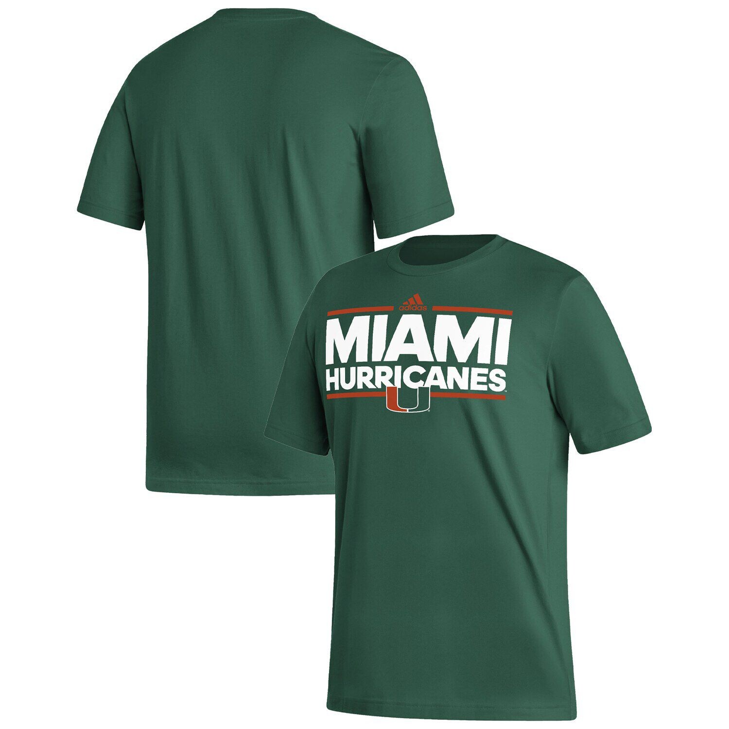 

Мужская зеленая футболка Miami Hurricanes Dassler Fresh adidas, Зеленый