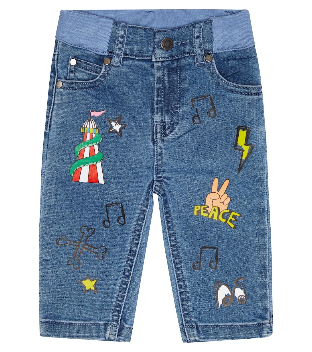 

Детские джинсы с принтом Stella Mccartney Kids, синий