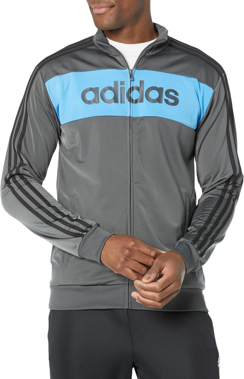 

Куртка Essentials Tricot 3-Stripes Linear Track Jacket adidas, цвет Grey Six