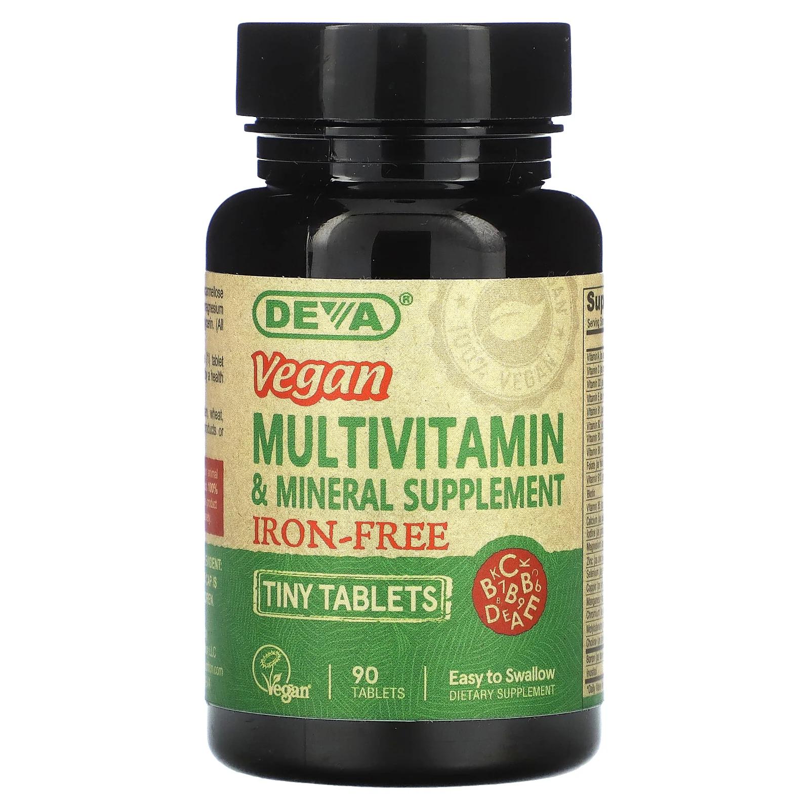 Deva мультивитаминная и минеральная добавка в мини-таблетках для веганов без железа 90 таблеток deva мультивитаминная и минеральная добавка для веганов один раз в день 90 таблеток