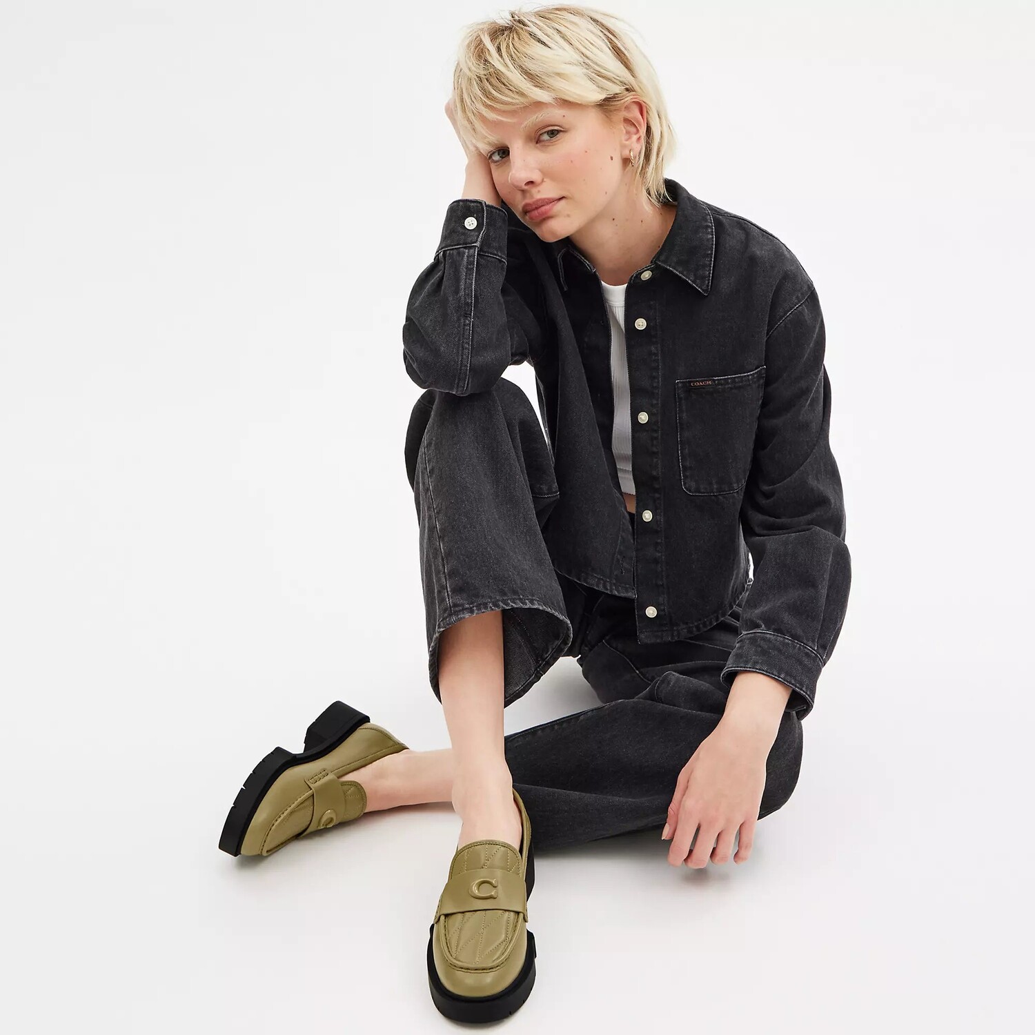 

Лоферы Leah со стеганой отделкой Coach Outlet, цвет Moss