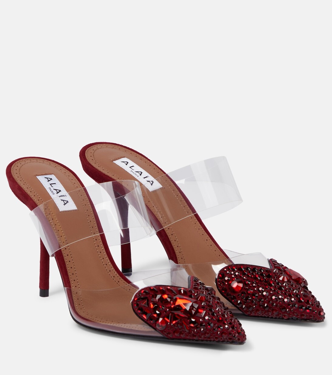 

Украшенные мюли из полиуретана и замши Alaïa, красный
