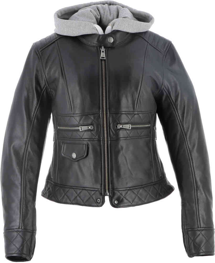 Женская мотоциклетная кожаная куртка Canyon Helstons, черный мотоциклетная кожаная куртка облегающая женская натуральная байкерская куртка из шкуры ягненка