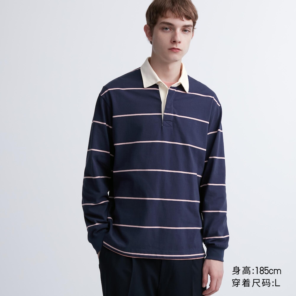 

Рубашка-поло Uniqlo унисекс повседневная для пар с длинными рукавами, темно-синий