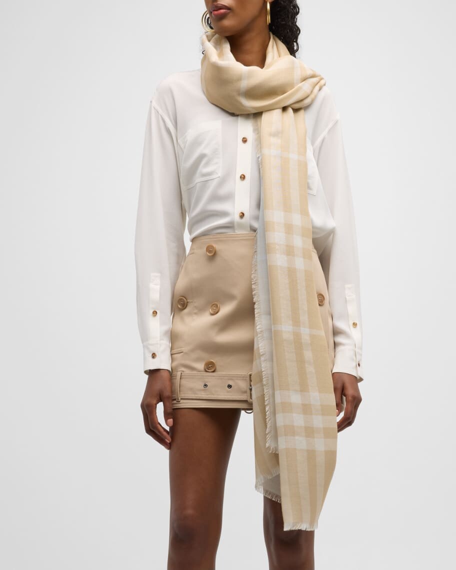

Шарф из шерсти и шелковой марли в клетку Burberry