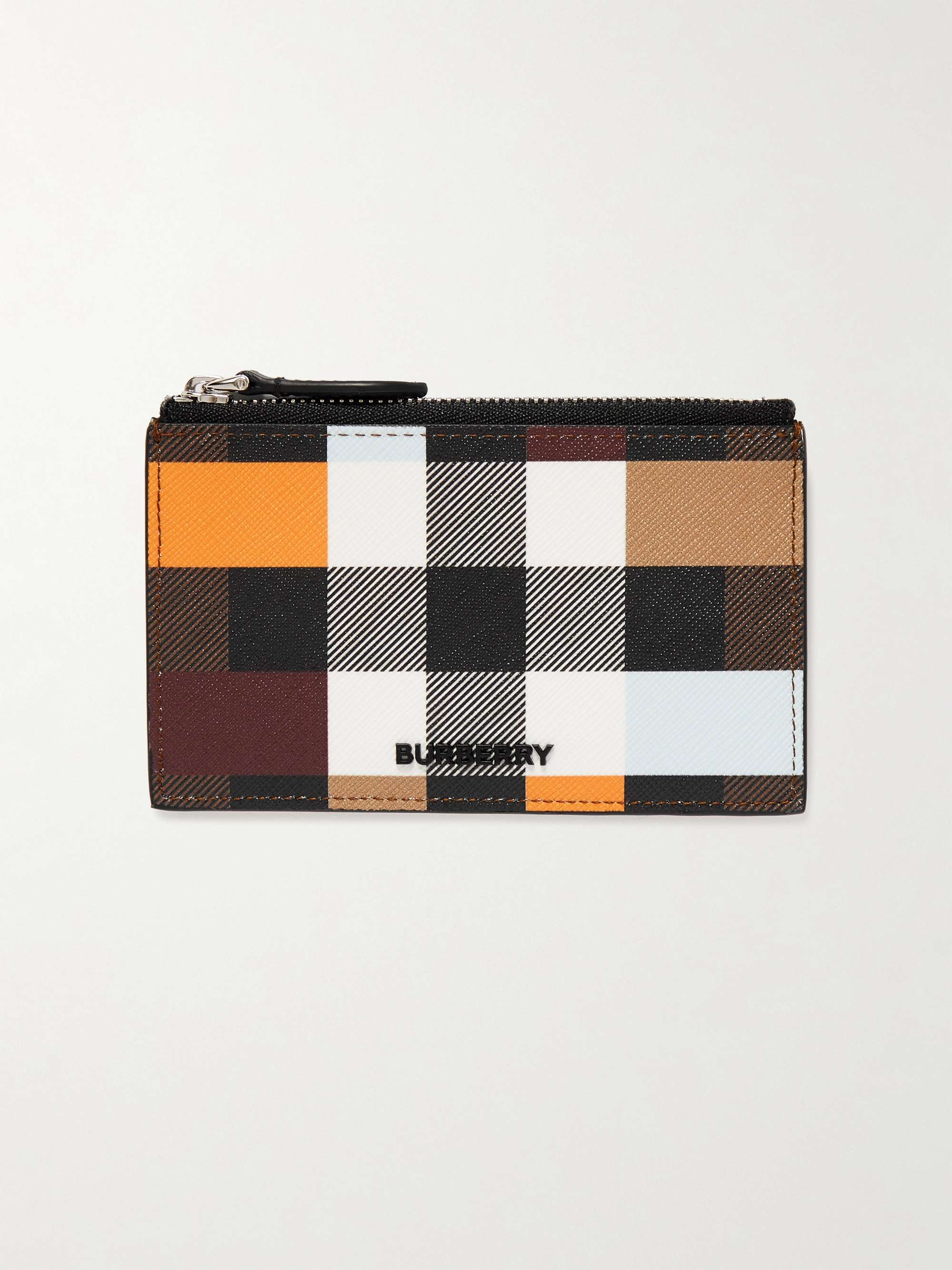 Клетчатый картхолдер E-Canvas и кожаный BURBERRY, коричневый